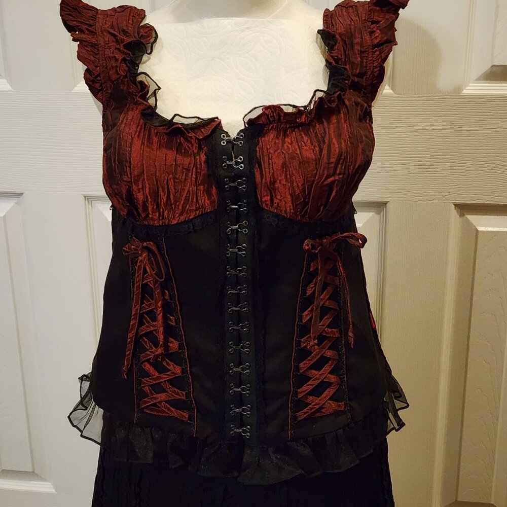 NWT - TRIPP Corset, Gothic style with ruffle capped sleeves